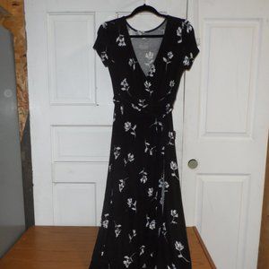 SO Black Faux Wrap Maxi Floral High Low Faux Wrap Dress Size S